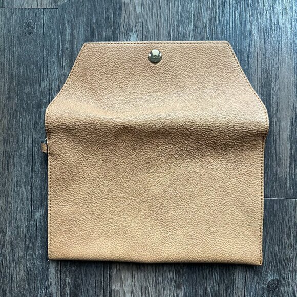 Beige Faux Leather Envelope Clutch with Snap Closure - Picture 2 of 3